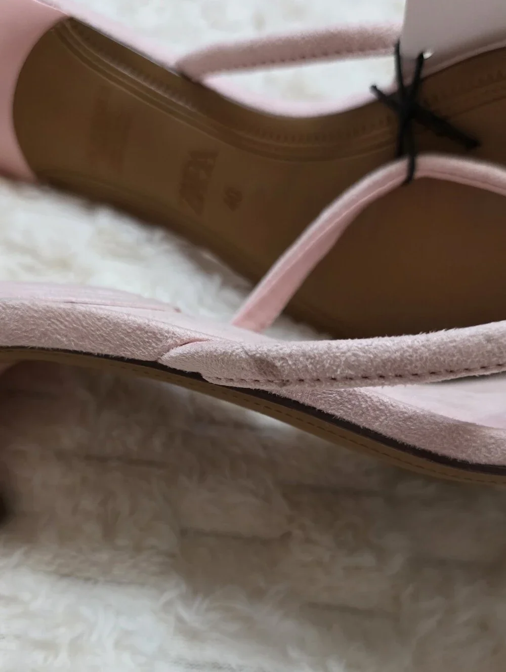 NWT ZARA Pink Suede Kitten Heel Split Sandals - Picture 11 of 12
